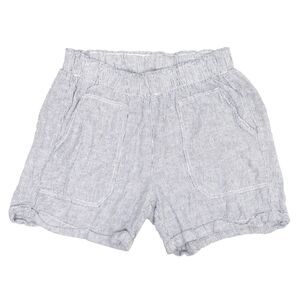 Briggs Women's M Linen Blend Seersucker Shorts Striped Elastic Waist Nautical